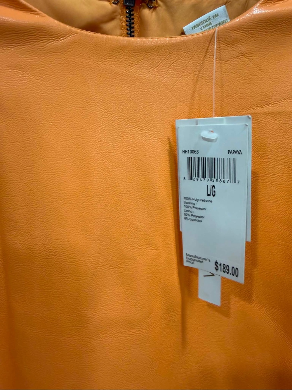 Papaya Orange Faux Leather Top L/G